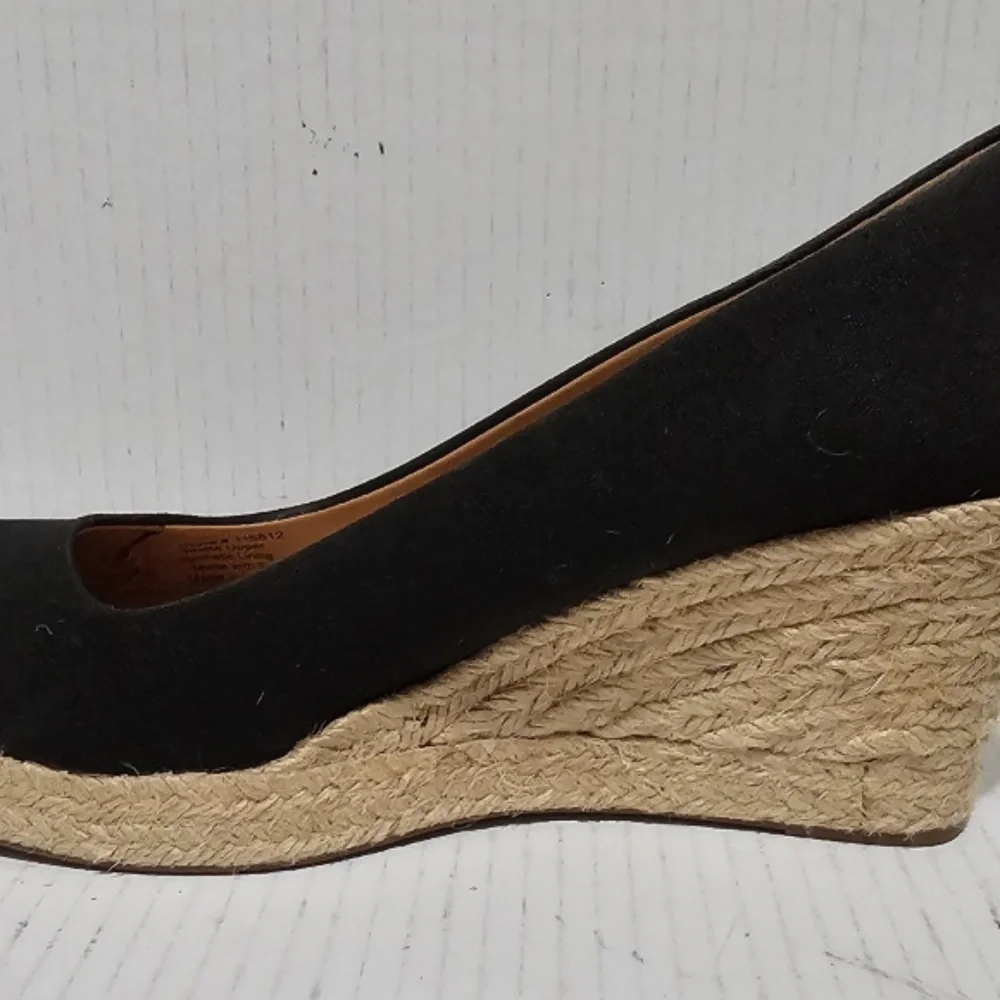 J.Crew Seville Black Espadrille Wedges Shoes Sz 8 1 / 2 Fall Preppy Minimalist